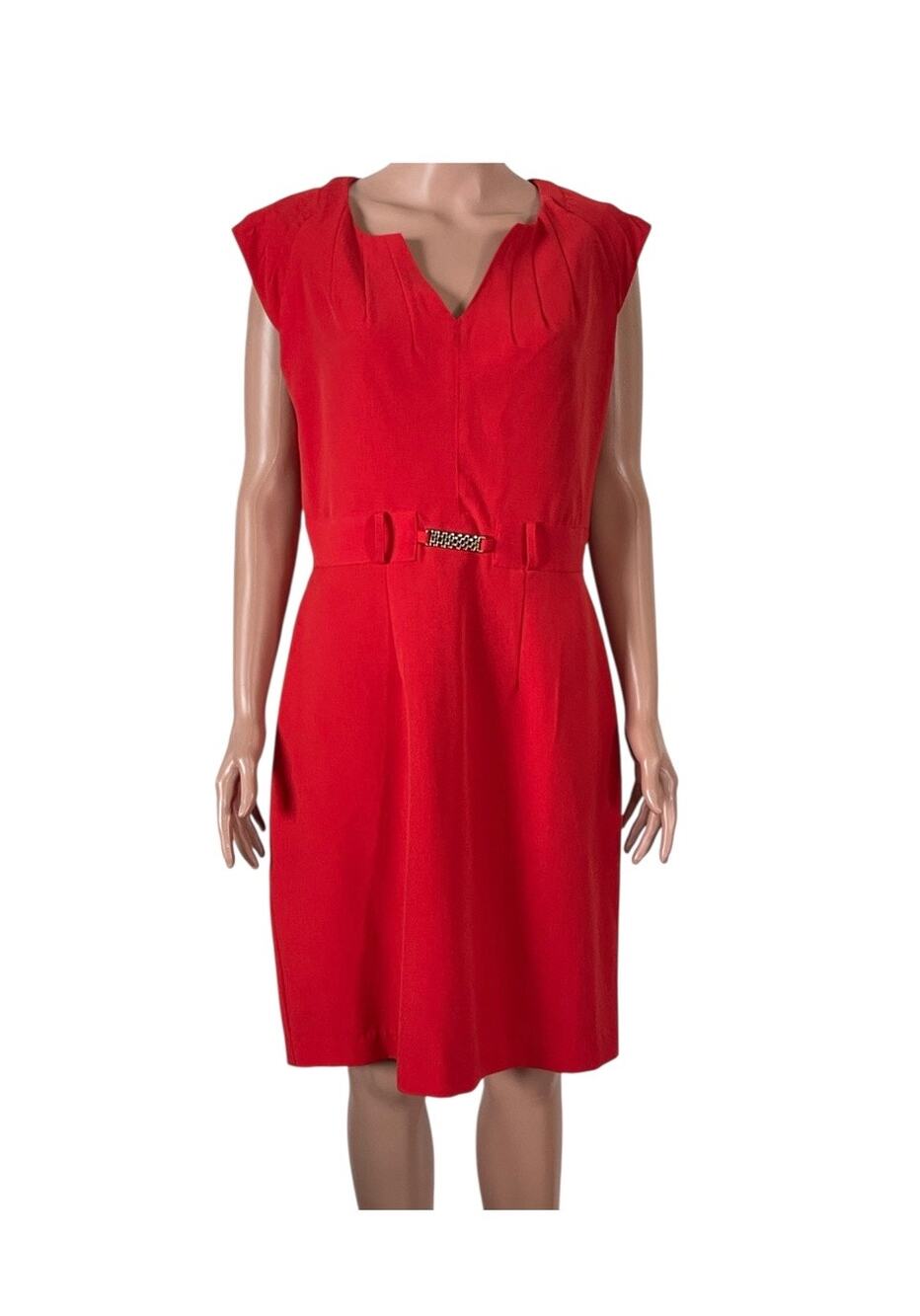 Shelby Palmer Dress Cap Sleeve Pleated Solid Sheath Size 10